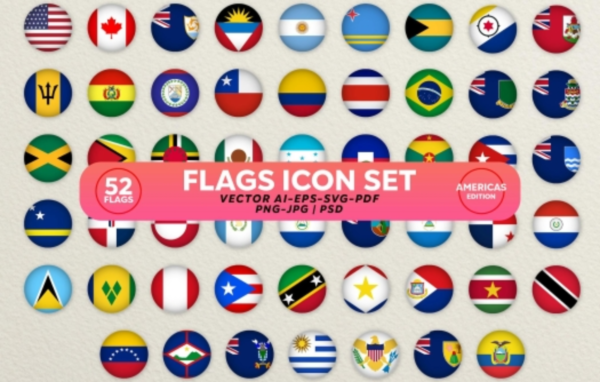 Americas Circled Flags Collection