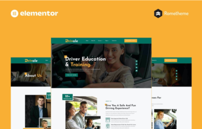 Drivale - Driving School Elementor Pro Full Site Template Kit