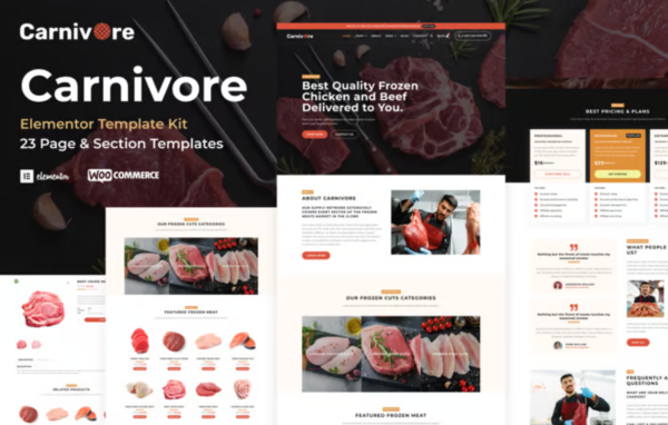 Carnivore – Meat Shop & Butchery Elementor Pro Template Kit