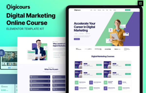 Digicours – Digital Marketing Online Course Elementor Template Kit