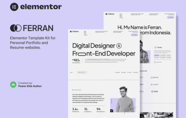 Ferran – Personal Portfolio & Resume Elementor Template Kit