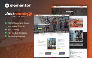 JustRunnin – Running Club Marathon & Sport Event Elementor Template Kit