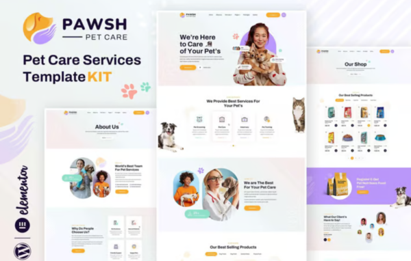 Pawsh – Pet Care & Shop Elementor Template Kit