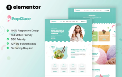 PopGlace – Ice Cream Shop Elementor Template Kit