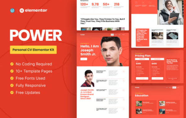 Power – Personal CV Elementor Pro Template Kit