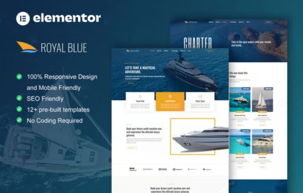 RoyalBlue – Yacht Club & Boat Rental Elementor Template Kit