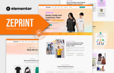 Zeprint – Print T-shirt & Design Elementor Pro Template Kit