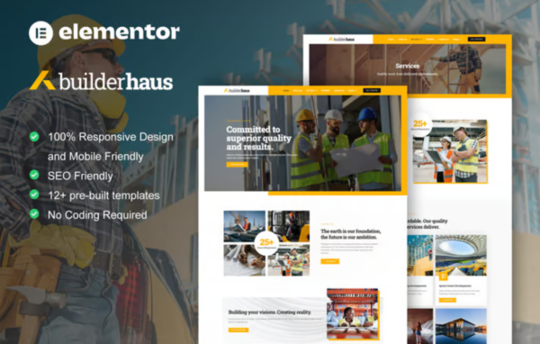 BuilderHaus – Construction Company Elementor Pro Template Kit