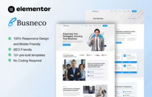 Busneco – Business Coach & Consulting Elementor Template Kit