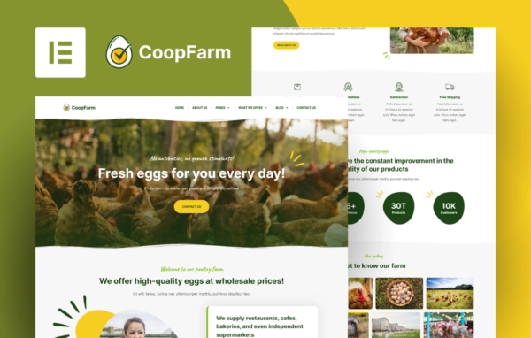 CoopFarm – Poultry Farm Elementor Template Kit