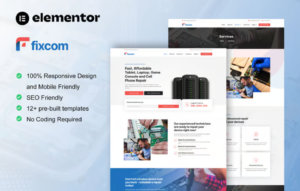 Fixcom – Mobile Phone & Computer Repair Elementor Template Kit