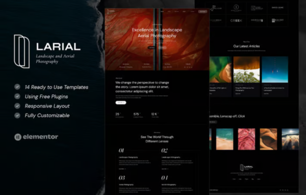 Larial – Landscape & Aerial Photography Elementor Template Kit