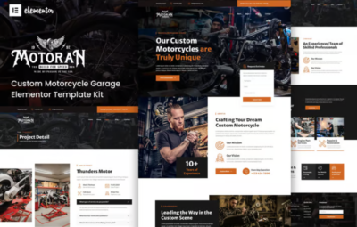 Motoran – Custom Motorcycle Garage Service Elementor Template Kit