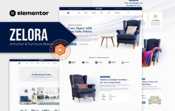 Zelora – Armchair & Furniture Brand Elementor Template Kit