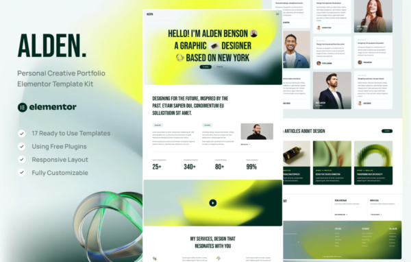 Alden – Personal Creative Portfolio Elementor Template Kit