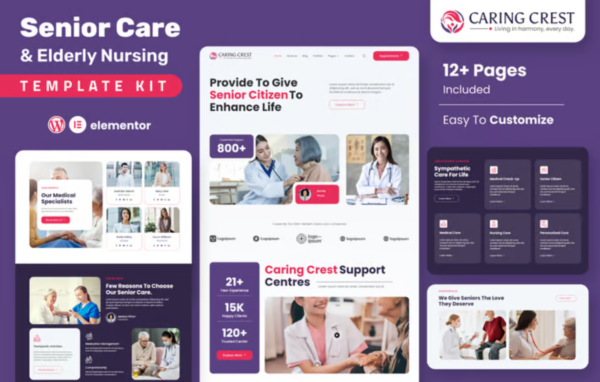 Caring Crest – Senior Care Services Elementor Template Kit