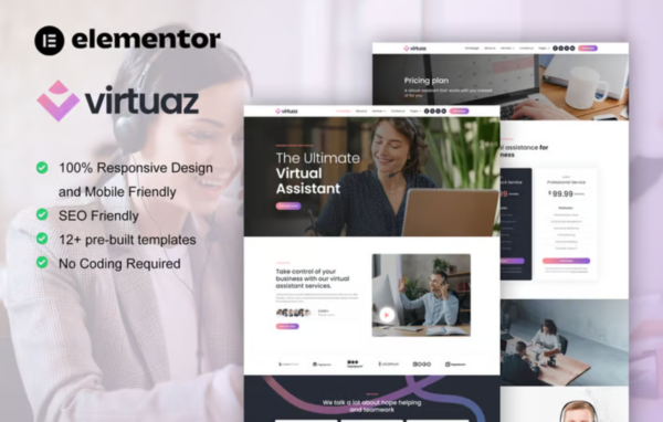 Virtuaz – Virtual Assistant Business Elementor Template Kit