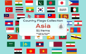 Country Flags Collection. Asia Flag Icons