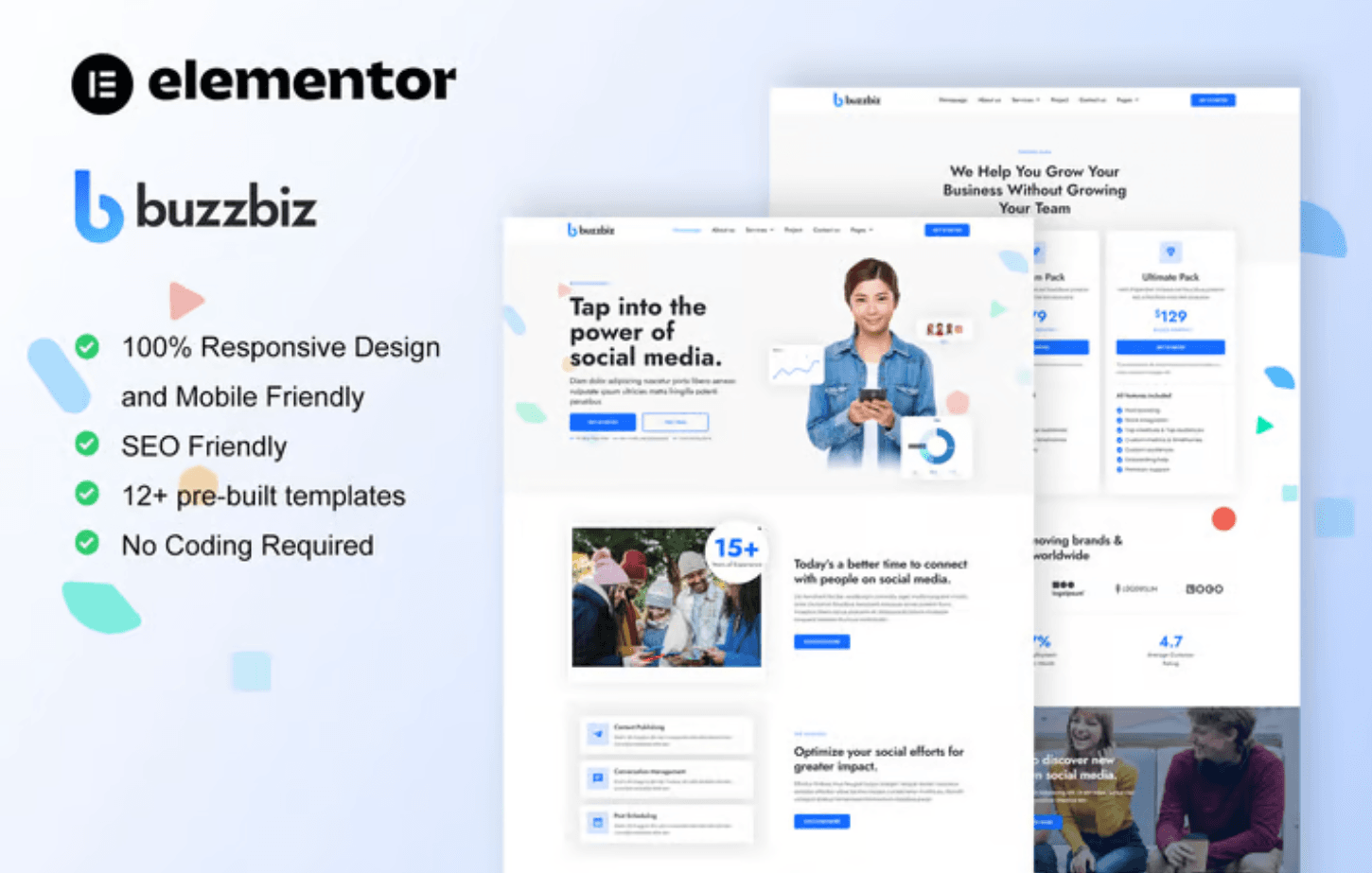 BuzzBiz – Social Media Marketing Agency Elementor Pro Template Kit BuzzBiz – Social Media Marketing Agency Elementor Pro Template Kit