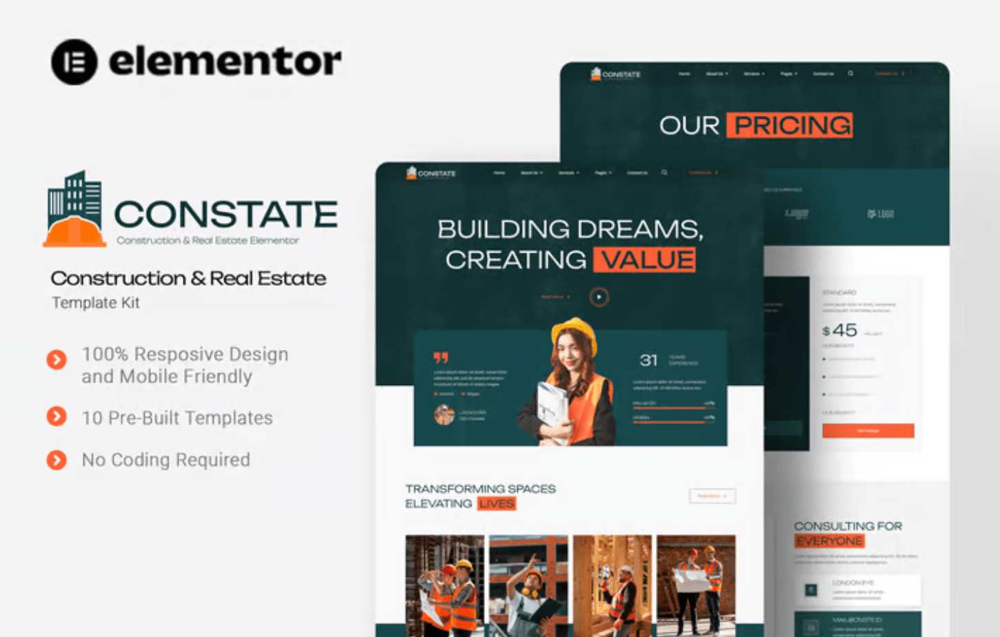 Constate – Construction & Real Estate Elementor Template Kit Constate – Construction & Real Estate Elementor Template Kit