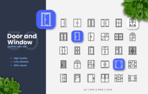 Door And Window Outline Icons