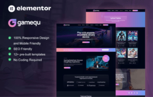 Gamequ – Game Publisher Elementor Pro Template Kit