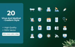 Virus And Medical Icons Gradient Style Vol 2