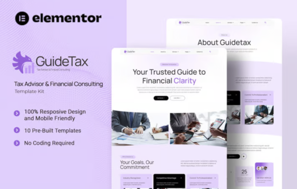 GuideTax – Tax Advisor & Financial Colsulting Elementor Template Kit - Image 1