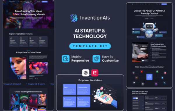 InventionAIs – AI Startups & Technology Elementor Template Kit - Image 1