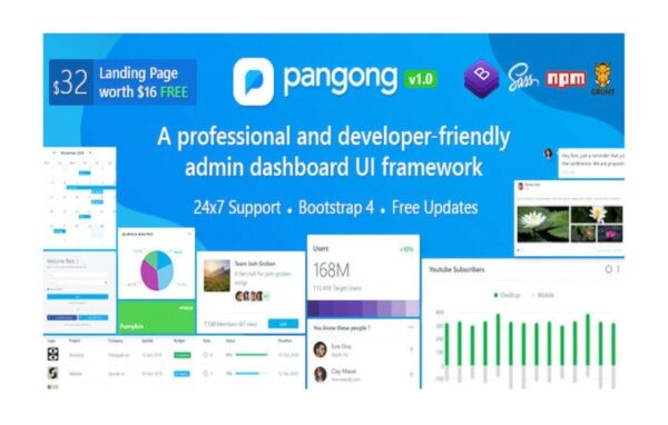 Pangong – Developer-Friendly Bootstrap 4 Admin - Image 1