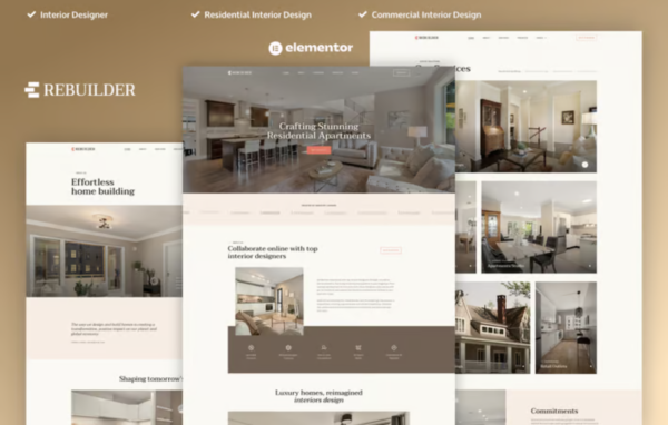 Rebuilder – Architecture & Interior Design Elementor Pro Template Kit - Image 1