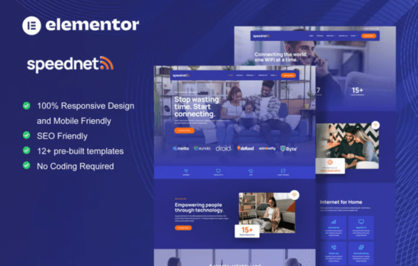 SpeedNet – Broadband & Internet Service Provider Elementor Template Kit - Image 1