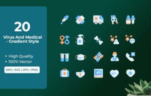 Virus And Medical Icons Gradient Style Vol 1