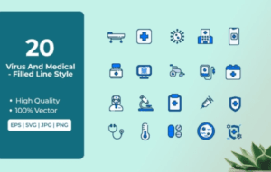 Virus And Medical Icons Filled Line Style Vol 2