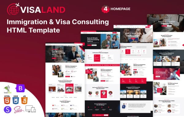 Visaland – Immigration & Visa Consulting HTML Template - Image 1