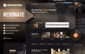 Resonate Music Studio Production Elementor Template Kit