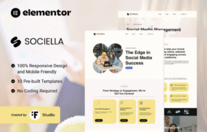 Sociella Modern Elementor Template Kit for Social Media Agencies
