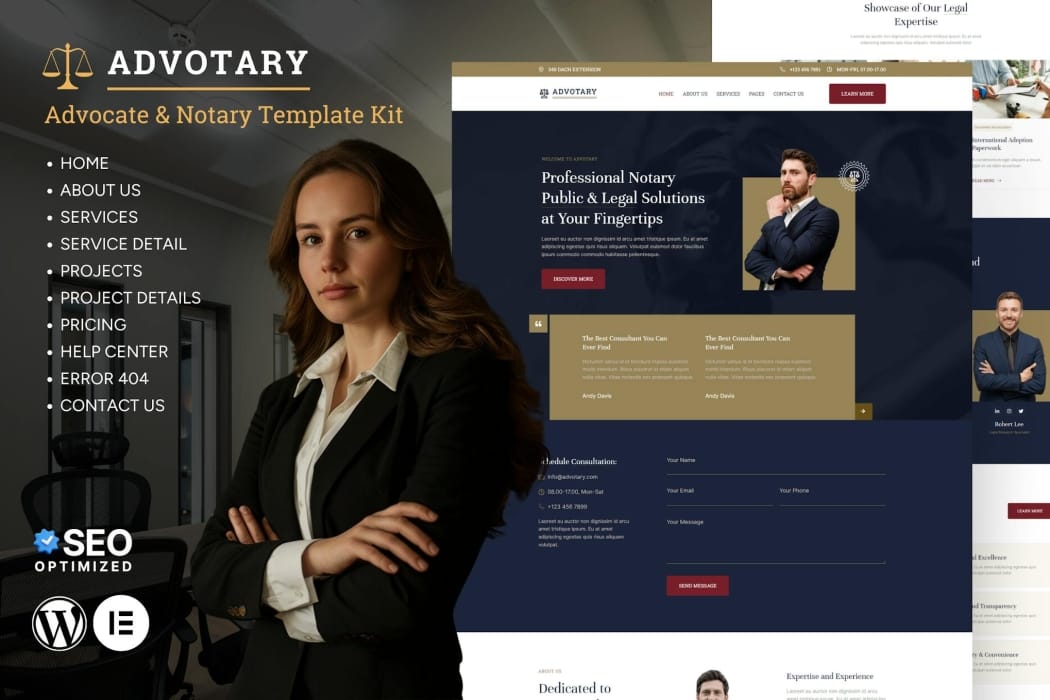 Advotary – Notary Public & Legal Services Elementor Template Kit Advotary – Notary Public & Legal Services Elementor Template Kit