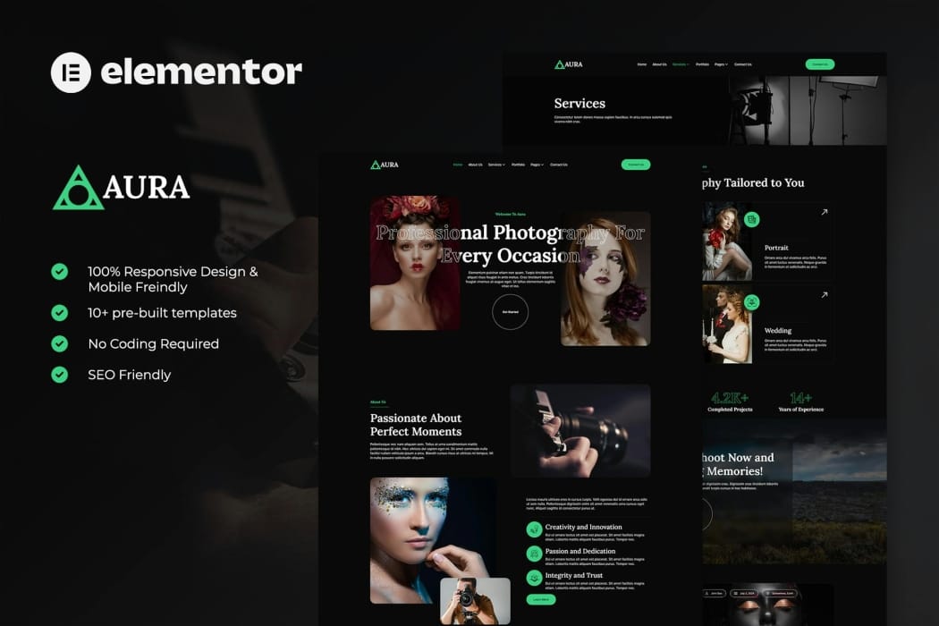Aura – Photography & Portfolio Elementor Template Kit Aura – Photography & Portfolio Elementor Template Kit