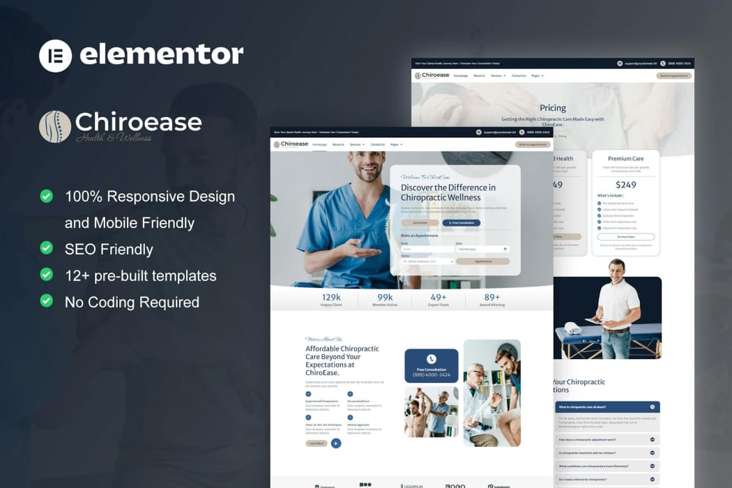 ChiroEase – Chiropractic & Physiotherapy Elementor Template Kit ChiroEase – Chiropractic & Physiotherapy Elementor Template Kit