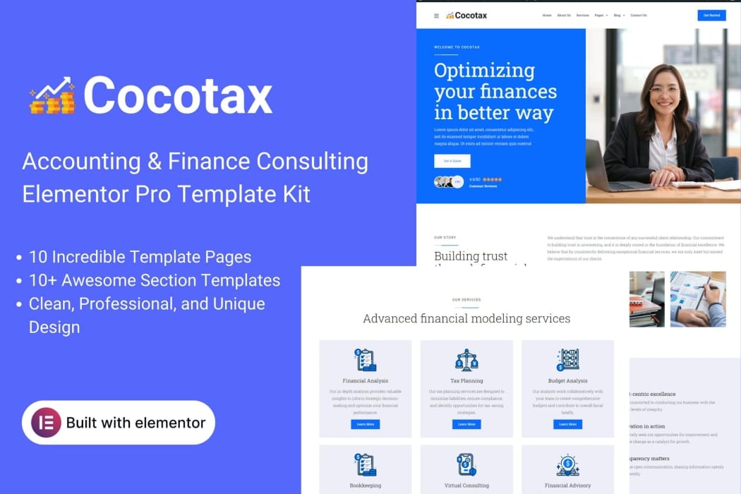 Cocotax – Accounting & Finance Consulting Elementor Pro Template Kit Cocotax – Accounting & Finance Consulting Elementor Pro Template Kit