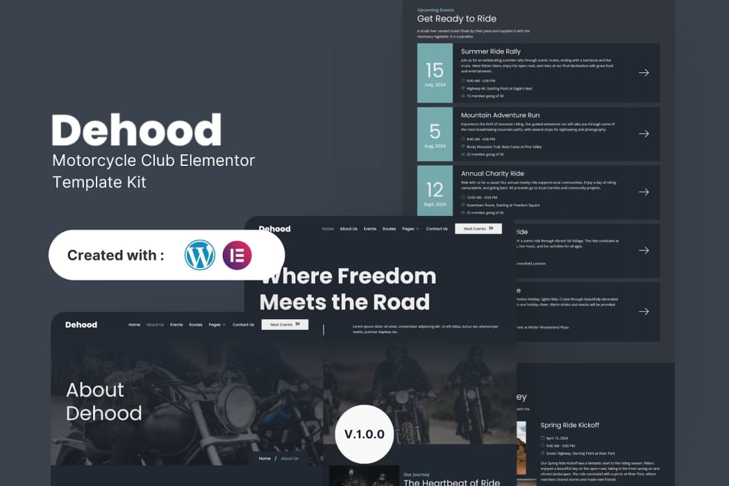 Dehood – Motorcycle Club Elementor Template Kit Dehood – Motorcycle Club Elementor Template Kit