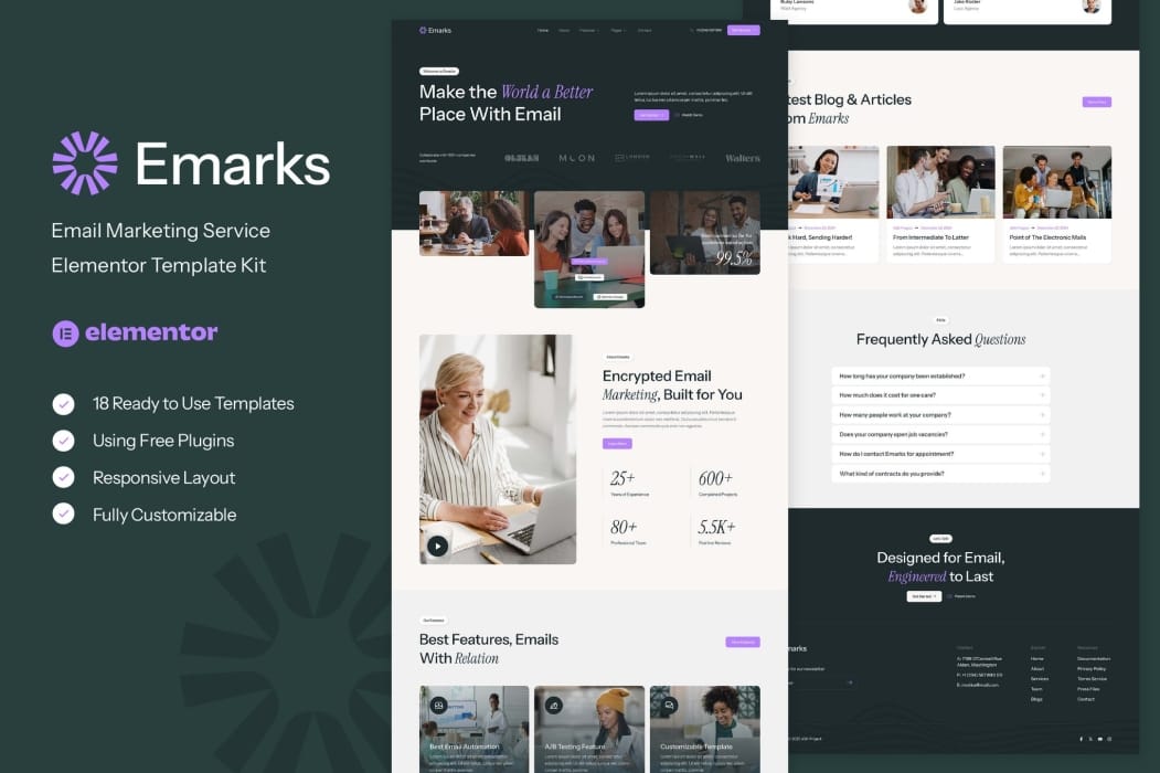 Emarks – Email Marketing Service Elementor Template Kit Emarks – Email Marketing Service Elementor Template Kit