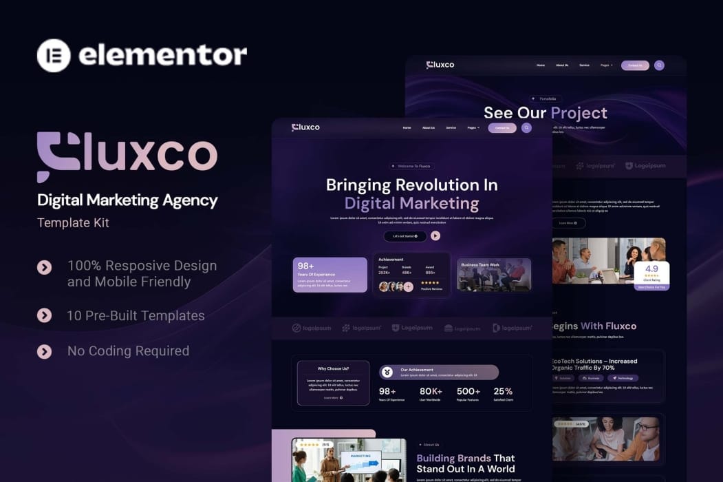 Fluxco – Digital Marketing Agency Elementor Template Kit Fluxco – Digital Marketing Agency Elementor Template Kit