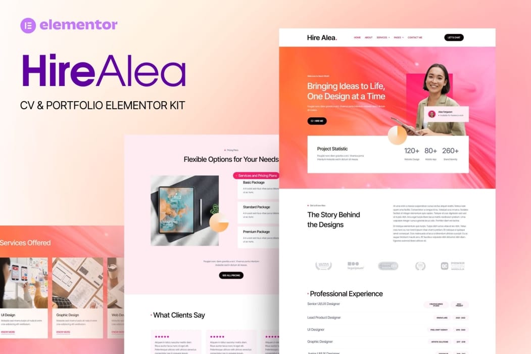 HireAlea – Personal CV Elementor Template Kit HireAlea – Personal CV Elementor Template Kit