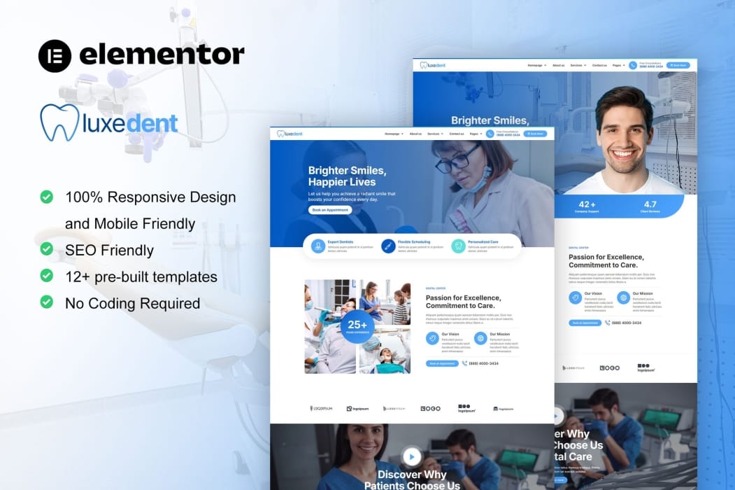 LuxeDent – Dentist & Dental Care Elementor Pro Template Kit LuxeDent – Dentist & Dental Care Elementor Pro Template Kit