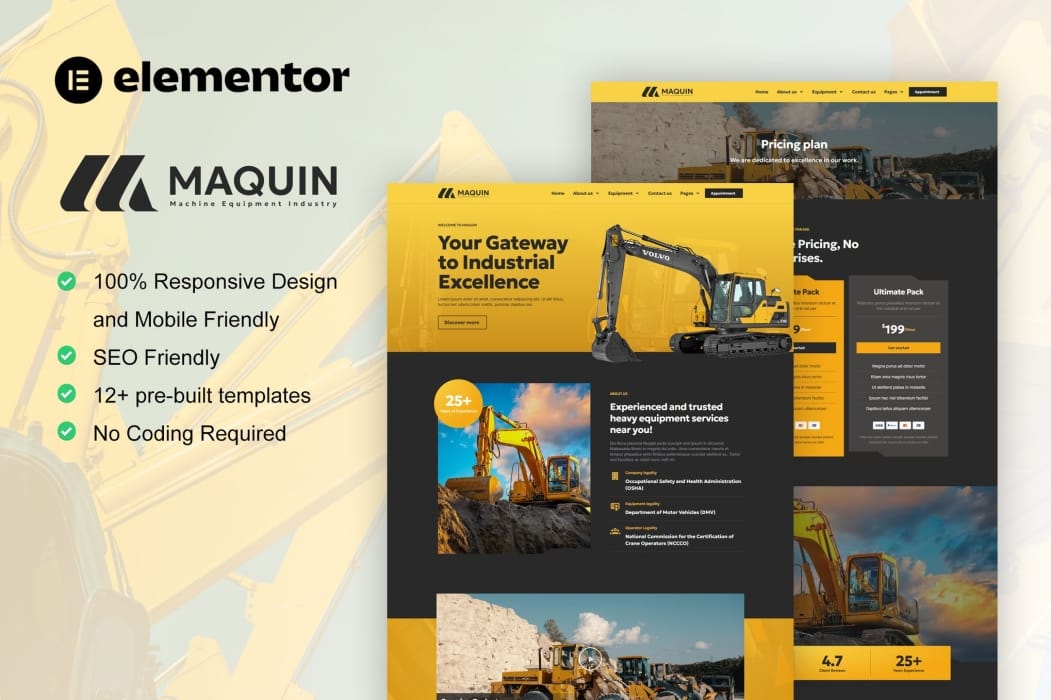 Maquin – Construction Equipment Rentals Elementor Pro Template Kit Maquin – Construction Equipment Rentals Elementor Pro Template Kit