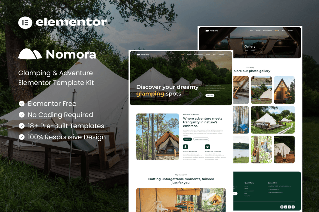 Nomora – Glamping & Adventure Elementor Template Kit Nomora – Glamping & Adventure Elementor Template Kit