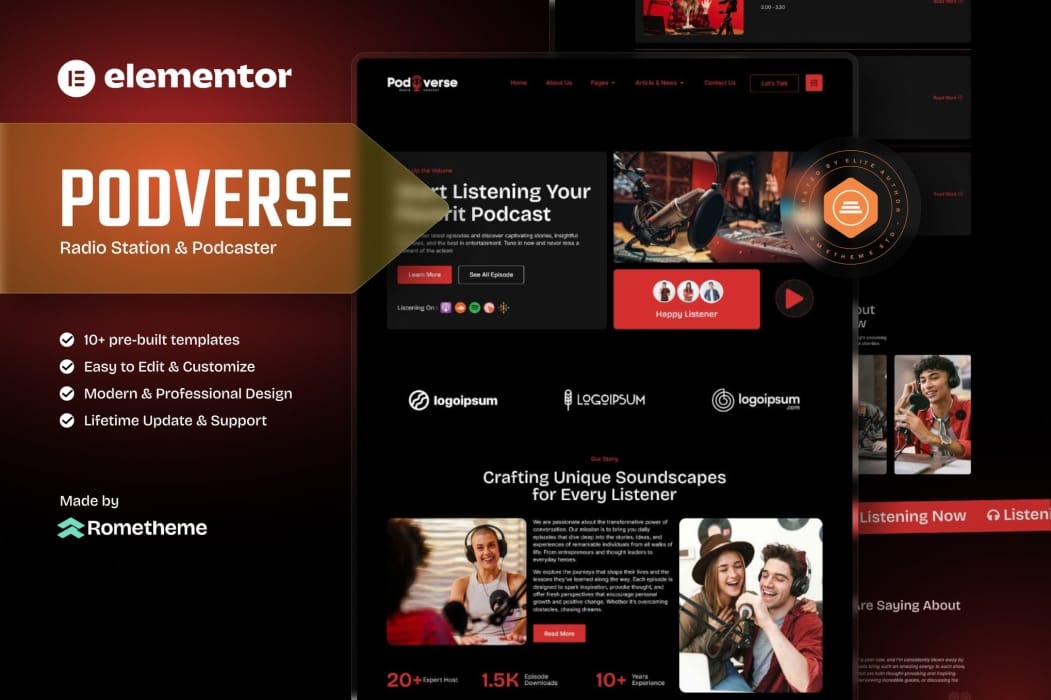 Podverse – Radio Station & Podcaster Elementor Template Kit Podverse – Radio Station & Podcaster Elementor Template Kit