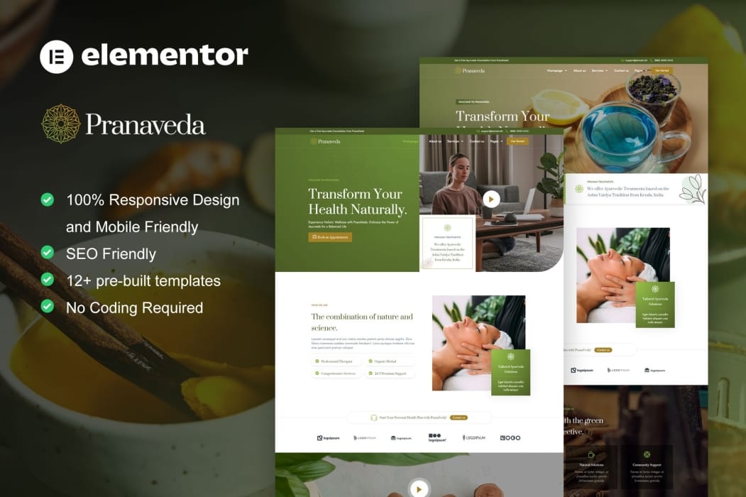 PranaVeda – Ayurveda Treatment & Spa Elementor Pro Template Kit PranaVeda – Ayurveda Treatment & Spa Elementor Pro Template Kit